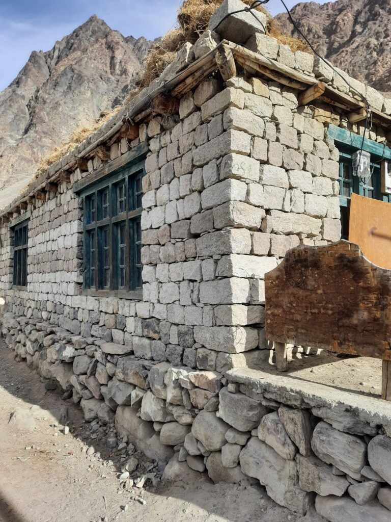 Stone masonary wall in Turtuk village, Nubra valley