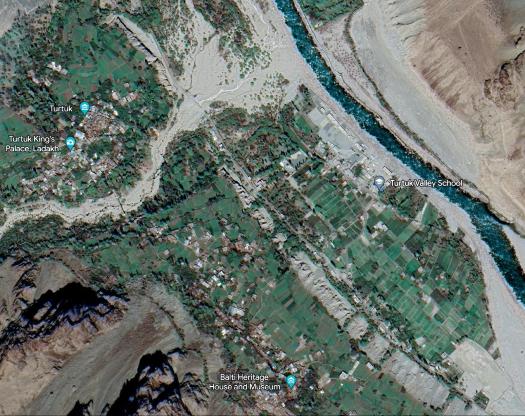 Turtuk village google earth image- Nubra valley