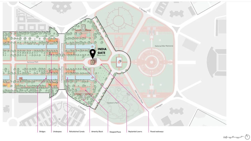 India gate location plan- New Delhi