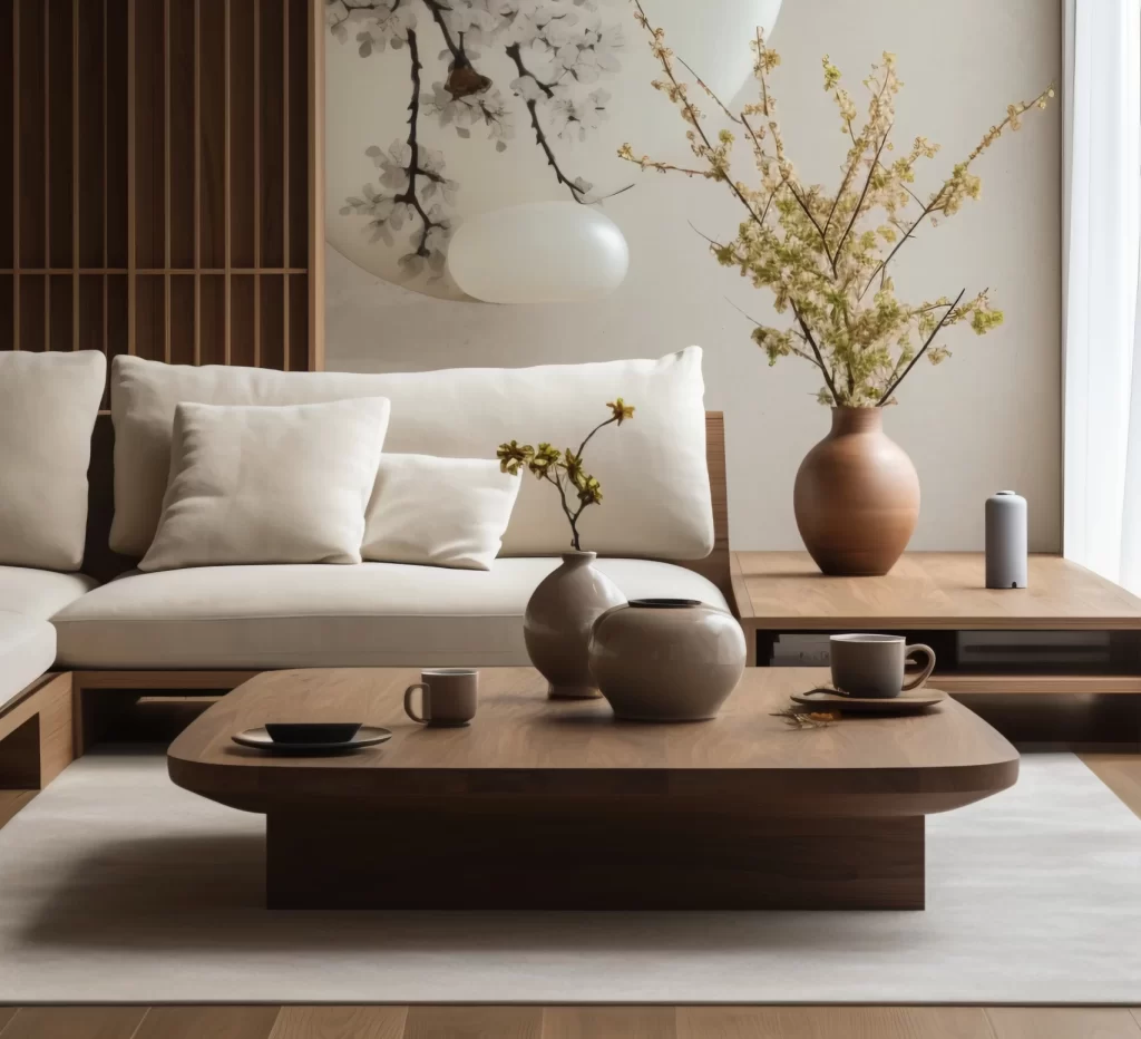 Japandi interiors- low profile and functional furniture