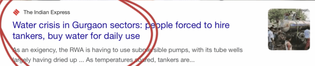 WATER CRISIS IN GURGAON